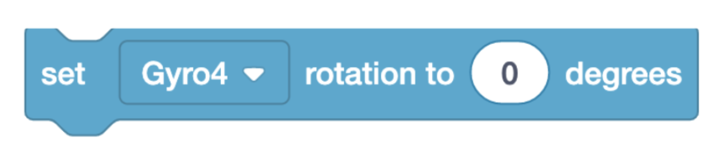 VEXcode IQ Mengatur blok rotasi gyro yang bertuliskan Set Gyro4 rotation to 0 derajat.