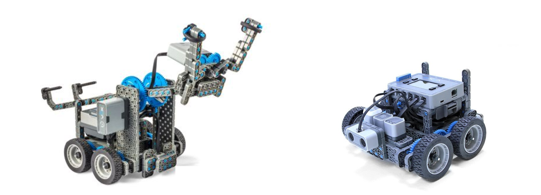 Rancangan robot Clawbot IQ ditunjukkan di samping rancangan robot Autopilot.