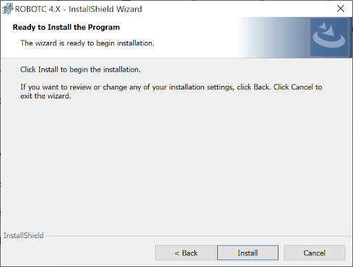 ഇൻസ്റ്റാൾ ചെയ്യാൻ തയ്യാറായ ROBOTC സെറ്റപ്പ് വിസാർഡ് വിൻഡോ. താഴെ, ഇൻസ്റ്റാൾ ബട്ടൺ ഹൈലൈറ്റ് ചെയ്തിരിക്കുന്നു.