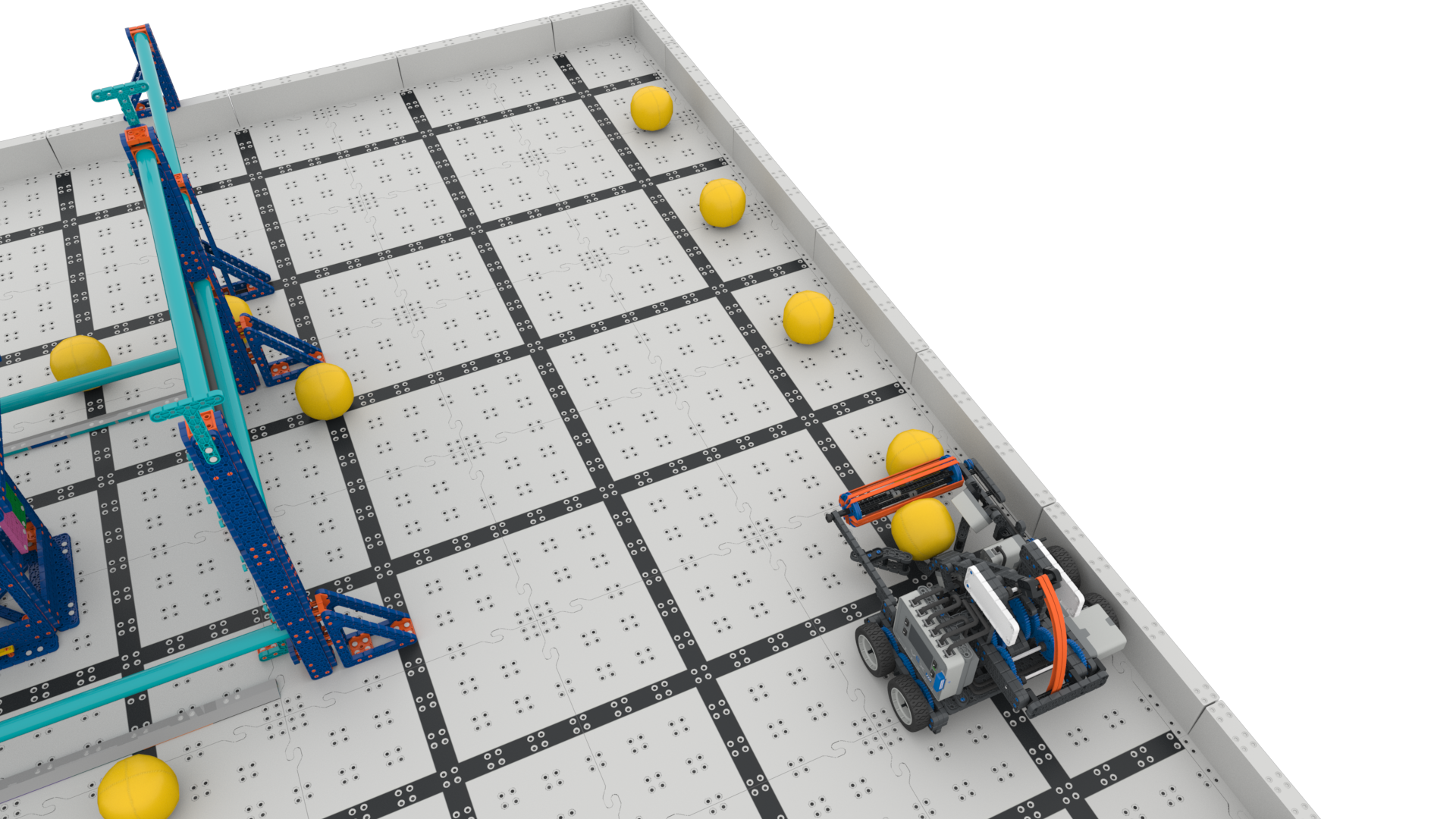 Lancia il robot sul campo da gioco, liberandolo dalle palline dal recinto tramite la sua presa d'aria.