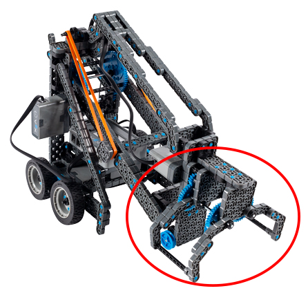 Kulmakuva Clutch-robottirakenteesta, jossa korostuu sen kynsikokoonpano.