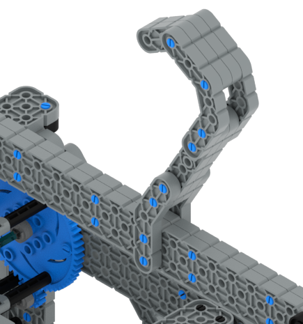 Vue en angle du robot Flex mettant en évidence son système de crochet.