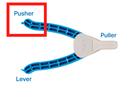 A VEX Pin Tool ábrája, amelyen a Pusher funkció pirossal van kiemelve.