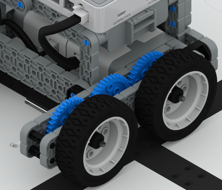 VEX IQ रोबोट की गति तंत्र को दर्शाने वाला आरेख, रोबोटिक्स प्लेटफॉर्म के भीतर विभिन्न घटकों और उनके कार्यों को प्रदर्शित करता है, जिसका उद्देश्य शैक्षिक रोबोटिक्स परियोजनाओं में गति की समझ को बढ़ाना है।