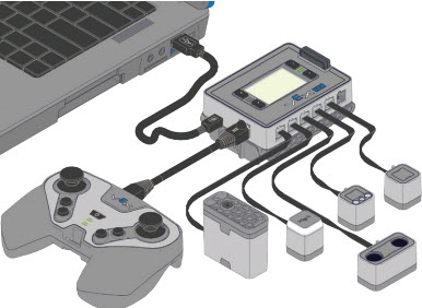 VEX IQ रोबोटिक्स प्लेटफॉर्म इंटरफ़ेस का स्क्रीनशॉट, जो रोबोट व्यवहार को बनाने और अनुकूलित करने के लिए उपयोगकर्ताओं के लिए प्रोग्रामिंग ब्लॉक और विकल्प प्रदर्शित करता है, जिसका उद्देश्य रोबोटिक्स में शुरुआती लोगों के लिए शैक्षिक उद्देश्यों के लिए है।