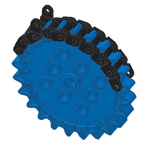 Corrente ou tapete de tanque a ser montado nos dentes de uma roda dentada para que possam ser ligados mais facilmente.