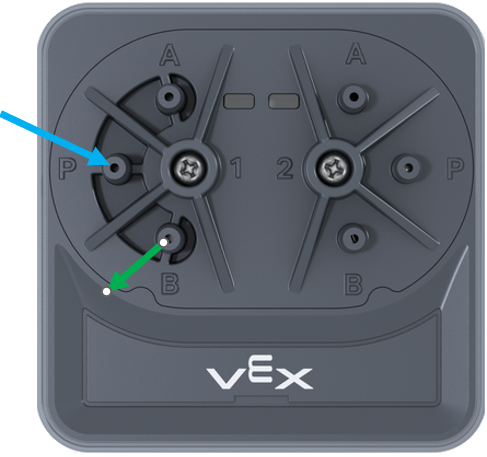 VEX IQ रोबोटिक्स के लिए वायवीय प्रणाली के घटकों और सेटअप को दर्शाने वाला आरेख, वायवीय का उपयोग करके रोबोट के निर्माण और प्रोग्रामिंग के लिए आवश्यक प्रमुख भागों और कनेक्शनों पर प्रकाश डालता है।