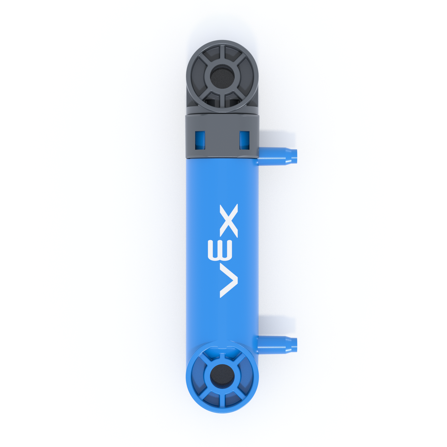 VEX IQ न्यूमेटिक्स प्रणाली के घटकों और सेटअप को दर्शाने वाला आरेख, शैक्षिक रोबोटिक्स परियोजनाओं के लिए कनेक्शन और कॉन्फ़िगरेशन को प्रदर्शित करता है।
