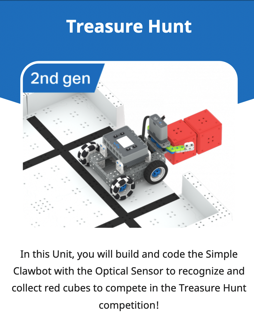 Treasure Hunt бөліміне арналған IQ STEM зертханасының тақтайшасы.