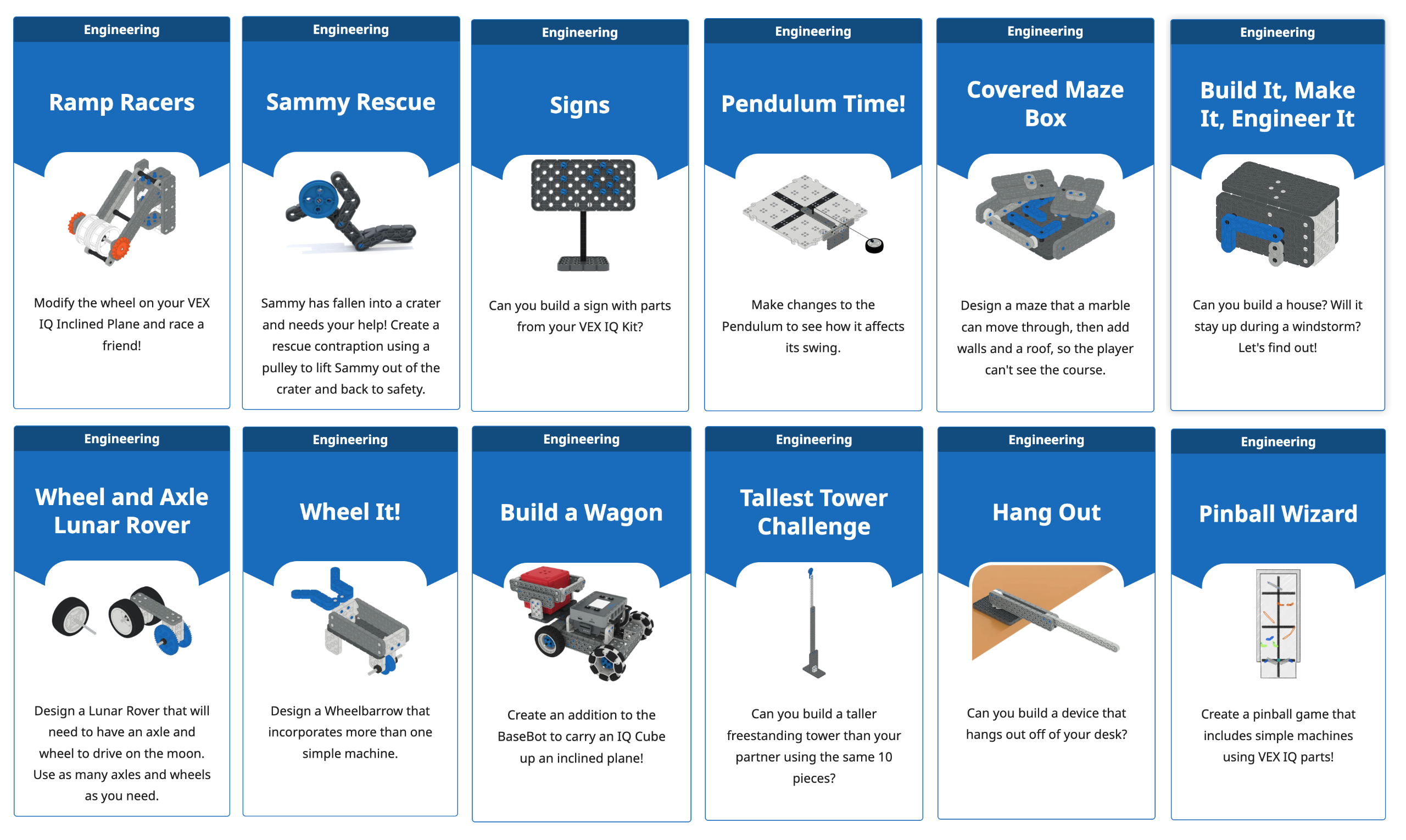 ภาพหน้าจอของแผ่นกิจกรรม IQ จำนวน 12 แผ่นที่สามารถทำได้ด้วยเนื้อหาชุดที่จำกัด สิ่งเหล่านี้ยังแสดงอยู่ในรายการลิงก์ต่อไปนี้