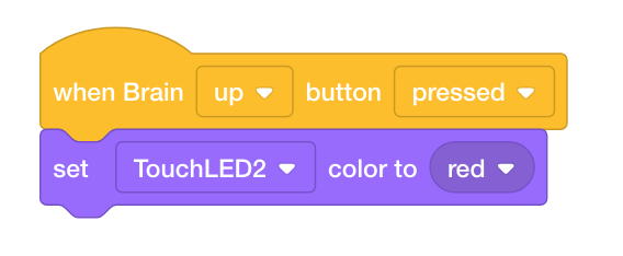 VEXcode IQ Wanneer je dat blok start met daaronder een Set print color stack-blok.