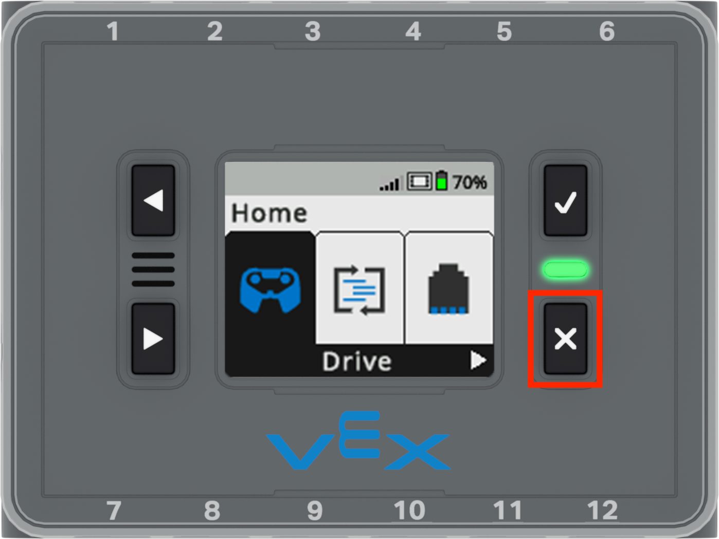 IQ Brain ingeschakeld met de X-knop gemarkeerd.