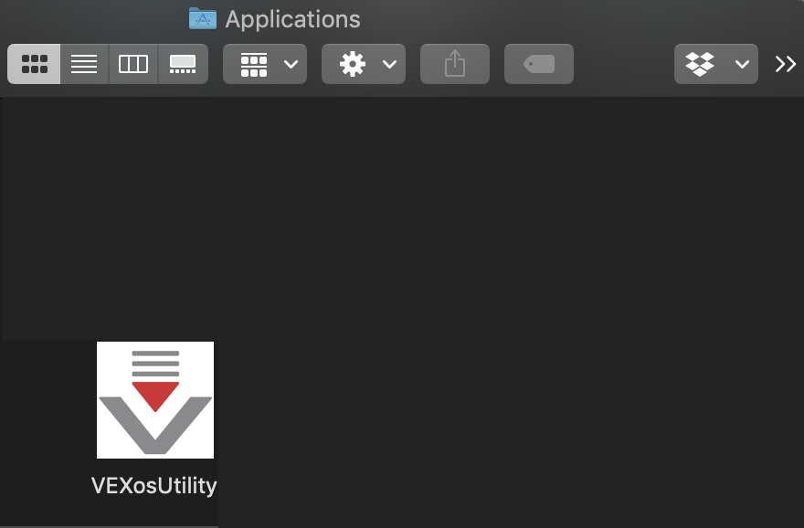 „VEXos Utility“ programos piktograma, rodoma aplanke „Programos“.