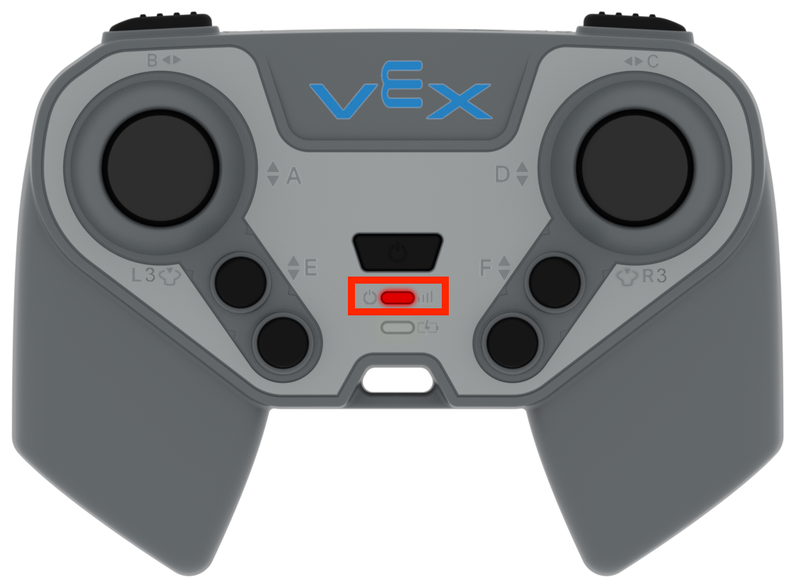 IQ-Controller mit rot leuchtender und hervorgehobener Power-LED-Anzeigeleuchte.