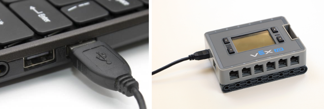 Hersenen via een USB-kabel verbonden met een laptop.