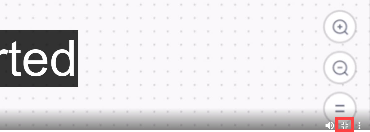 Il video tutorial è aperto e a schermo intero e al posto dell'icona a schermo intero è presente un'icona per uscire dalla modalità a schermo intero.