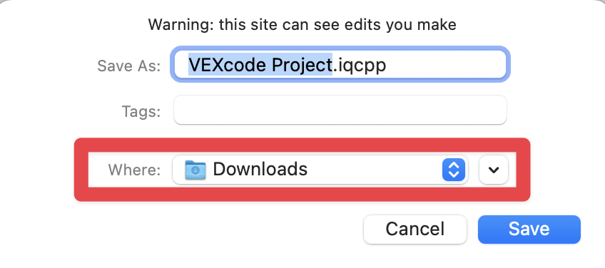 O menu "Guardar como" do dispositivo está aberto e configurado para guardar na pasta "Downloads". O campo "Onde", que pode ser utilizado para definir o destino, está destacado.