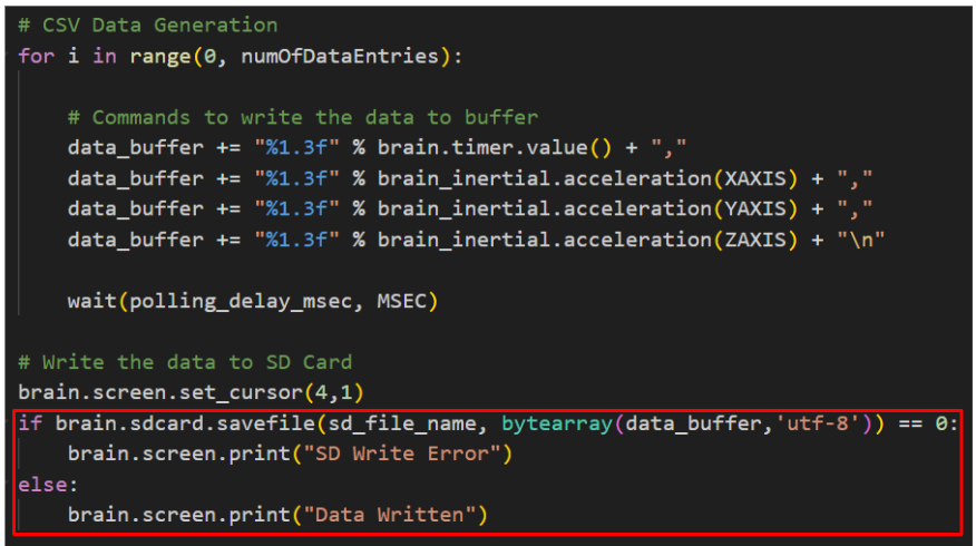 Screenshot of Python programming tutorial for VEX IQ Robotics, showcasing code examples and educational resources to help beginners learn robotics concepts and enhance their programming skills.
