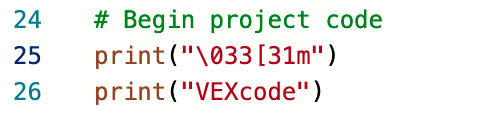 VEX IQ रोबोटिक्स प्लेटफॉर्म के लिए पायथन ट्यूटोरियल इंटरफ़ेस का स्क्रीनशॉट, रोबोटिक्स शिक्षा में शुरुआती लोगों के लिए कोडिंग उदाहरण और संसाधन प्रदर्शित करता है।