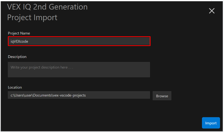 Captura de pantalla de la interfaz de extensión VS Code para VEX IQ, que muestra características y herramientas diseñadas para ayudar a los usuarios a programar robots VEX IQ, con un enfoque en recursos educativos y opciones de programación para principiantes.