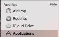 L'option de raccourci vers les applications est affichée dans la barre latérale du Finder.