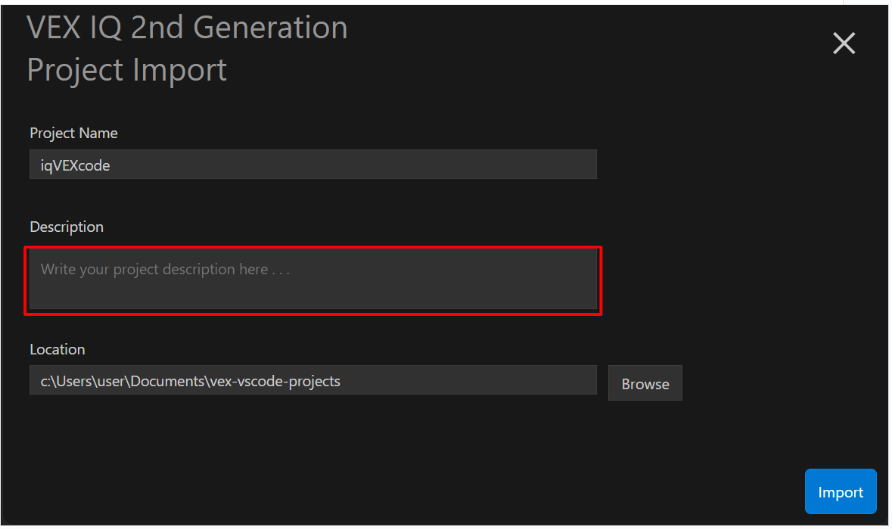 Captura de pantalla de la interfaz de extensión VS Code para VEX IQ, que muestra características y herramientas diseñadas para mejorar la programación de la plataforma VEX IQ Robotics, dirigida a educadores y estudiantes.