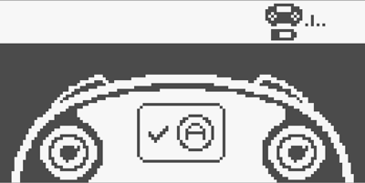 Layar pengontrol ditampilkan di menu Kalibrasi, dengan kedua joystick dikalibrasi. Diagram sekarang memiliki ikon tombol A untuk menunjukkan bahwa tombol tersebut dapat ditekan untuk menyelesaikan kalibrasi.