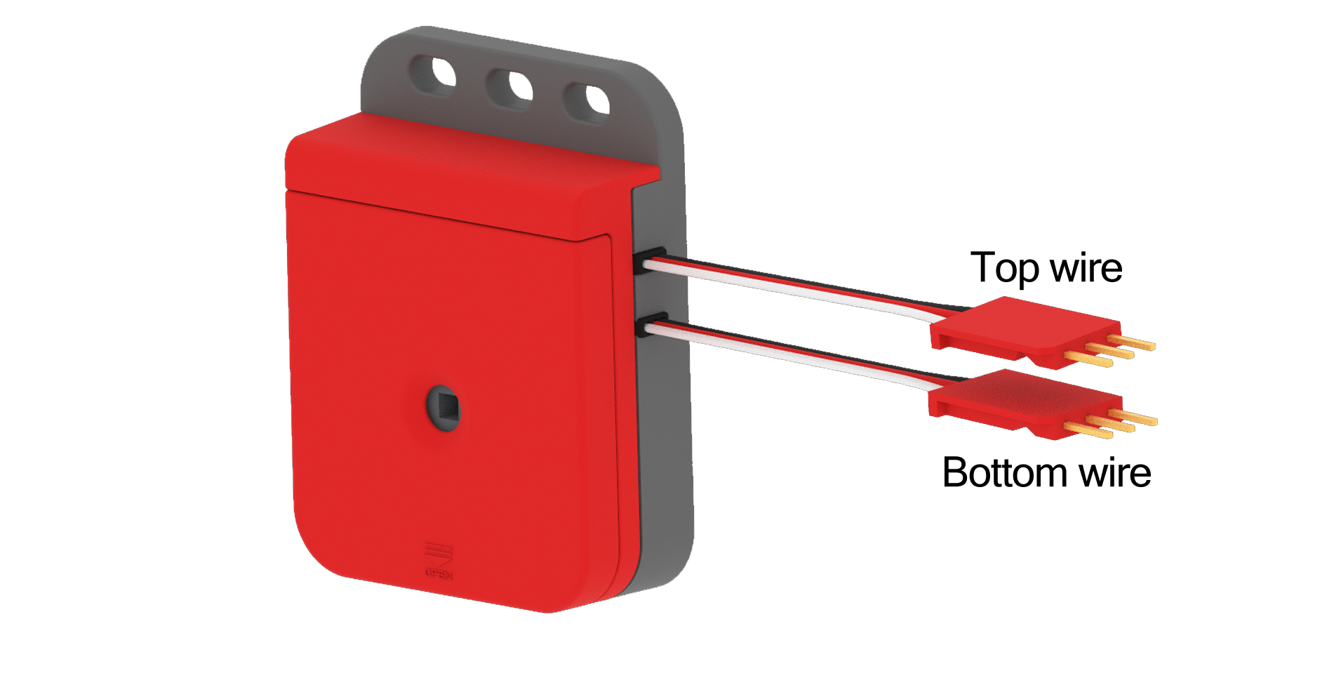 Diagrama de un cable de eje óptico, que ilustra las conexiones y los componentes utilizados en los dispositivos V5 de 3 cables, mostrando el diseño y la funcionalidad relevantes para la descripción de la categoría V5.