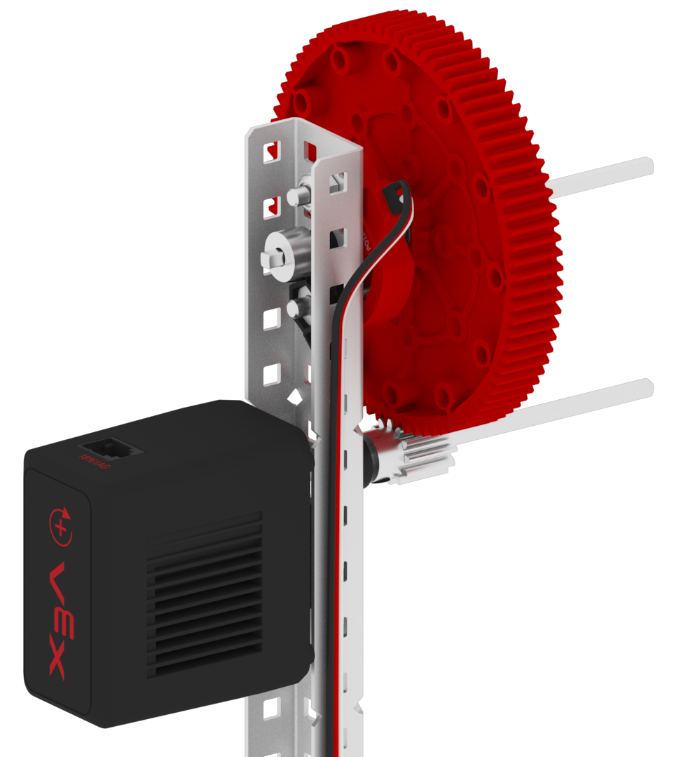Um potenciômetro montado em um eixo, ilustrando um dispositivo V5 de 3 fios usado em robótica para medir posição angular ou rotação.