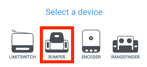 Menu Perangkat VEXcode V5 setelah opsi perangkat 3-Wire dipilih. Ada menu Perangkat 3-Wire yang ditampilkan, dan opsi Bumper disorot.