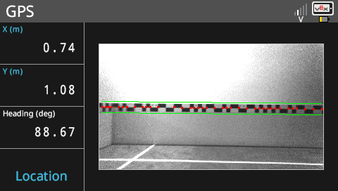 In het menu GPS-sensor wordt het hersenscherm weergegeven, waarin de gegevens van de sensor worden weergegeven. De waarden zijn hetzelfde, maar nu wordt in plaats van de locatieweergave de videopreview van de sensor weergegeven.