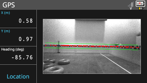 センサーのデータを一覧表示する GPS センサー メニューに Brain 画面が表示されます。 値は同じですが、位置ビューの代わりにセンサーからのビデオプレビューが表示されます。