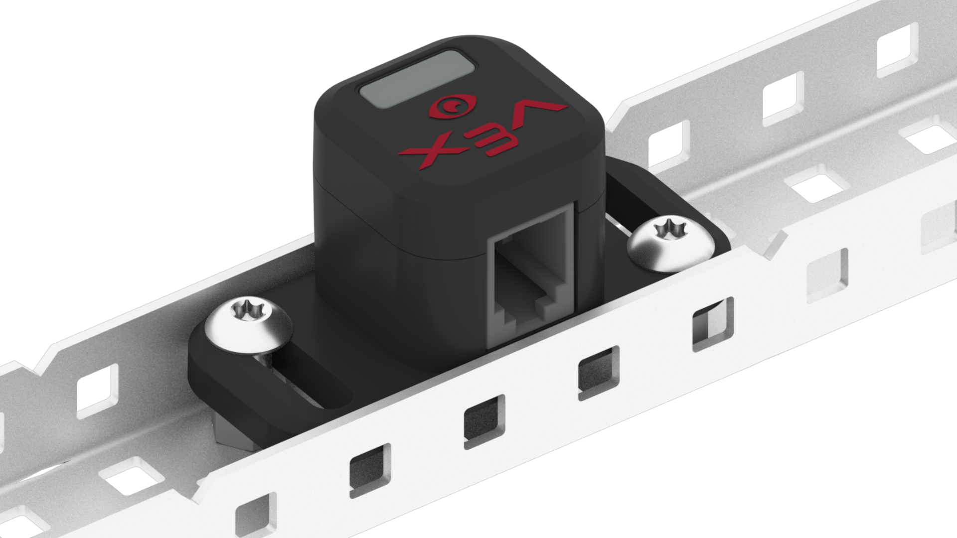 De V5 optische sensor wordt met behulp van twee schroeven en twee 1/4 inch afstandsstukken in een V5 C-kanaalstuk gemonteerd.