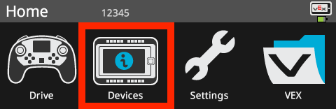 L'écran Brain apparaît dans le menu Accueil, l'option Appareils étant mise en surbrillance.