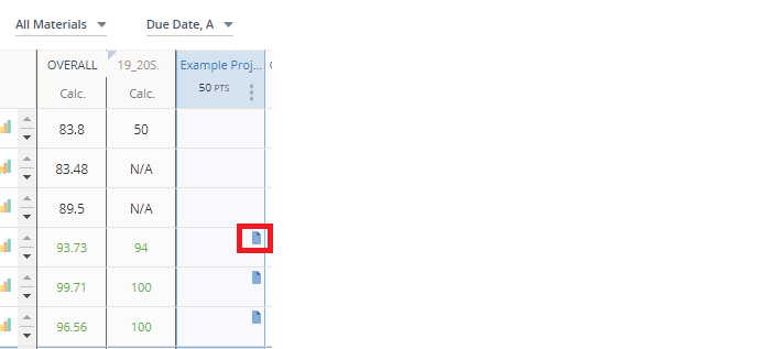Captura de pantalla de la interfaz del libro de calificaciones de VEXcode VR que muestra el progreso de los estudiantes, las tareas de codificación y las métricas de rendimiento, diseñada para ayudar a los educadores a realizar un seguimiento de los resultados del aprendizaje en un entorno de programación virtual.