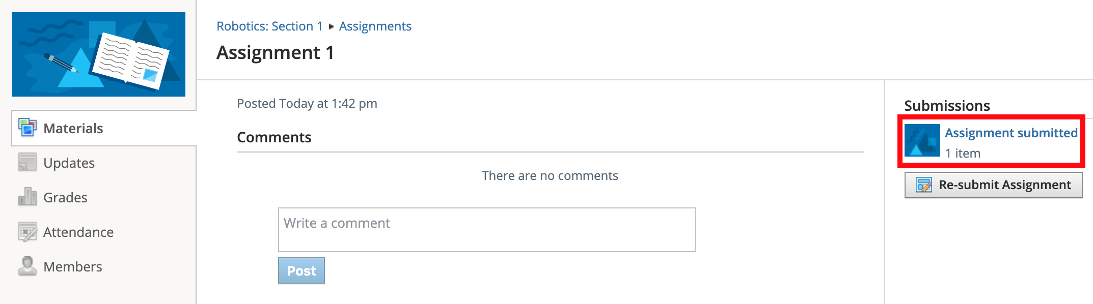 VEXcode VR arayüzünün, bir ödev teslimi için onay mesajını görüntüleyen ve platformun kodlama eğitimi ve sanal robotik alanındaki işlevselliğini vurgulayan ekran görüntüsü.