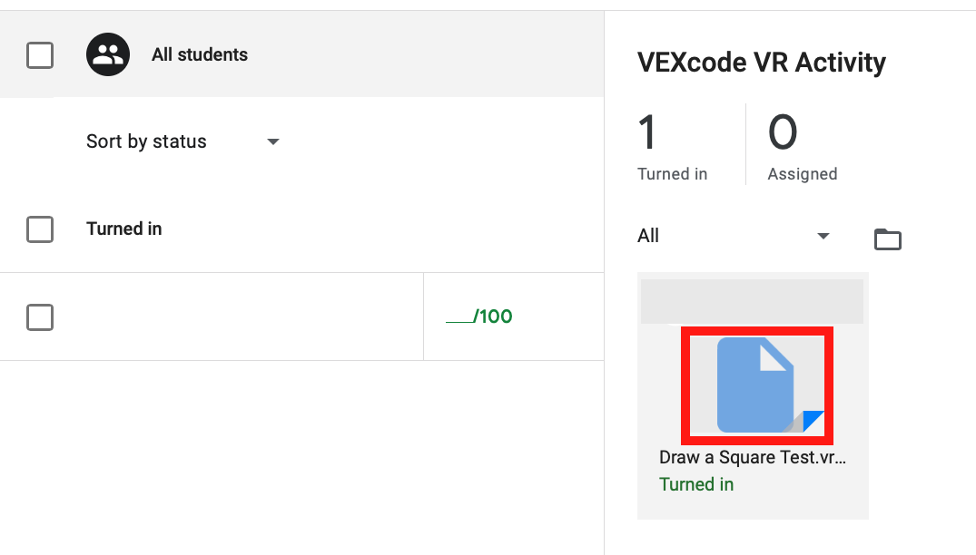 Screenshot der VEXcode VR-Schnittstelle mit der Option „Studentendatei öffnen“, die das benutzerfreundliche Design der Plattform für den Programmierunterricht in einer virtuellen Robotikumgebung hervorhebt.