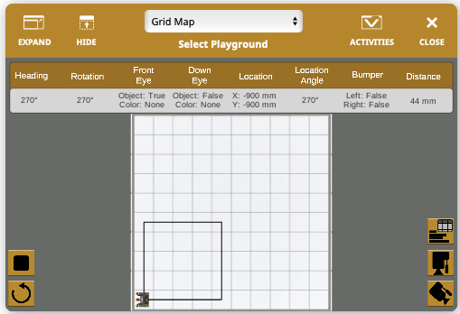 Screenshot dell'interfaccia di programmazione VEXcode VR, che mostra l'ambiente di codifica basato su blocchi progettato per insegnare concetti di codifica tramite un robot virtuale, con opzioni sia per principianti che per utenti avanzati.