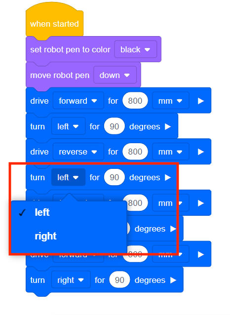 Screenshot dell'interfaccia del tutorial VR di VEXcode, che mostra le opzioni di codifica basate su blocchi e testo per programmare un robot virtuale, progettato per supportare l'istruzione STEM e i concetti di codifica per studenti e insegnanti.
