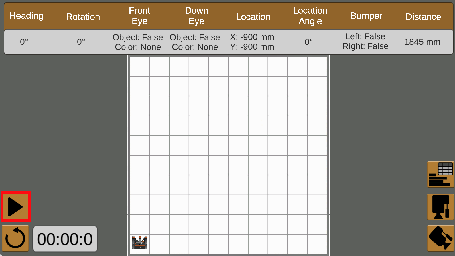 ユーザーが仮想ロボットを通じてコーディングの概念を学習できるように設計されたプログラミング チュートリアルの [スタート] ボタンが表示されている VEXcode VR インターフェースのスクリーンショット。