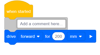 Zrzut ekranu interfejsu VEXcode VR przedstawiający funkcję edycji komentarzy, z instrukcją dotyczącą kliknięcia poza komentarzem lub naciśnięcia „Enter”, aby zakończyć edycję.