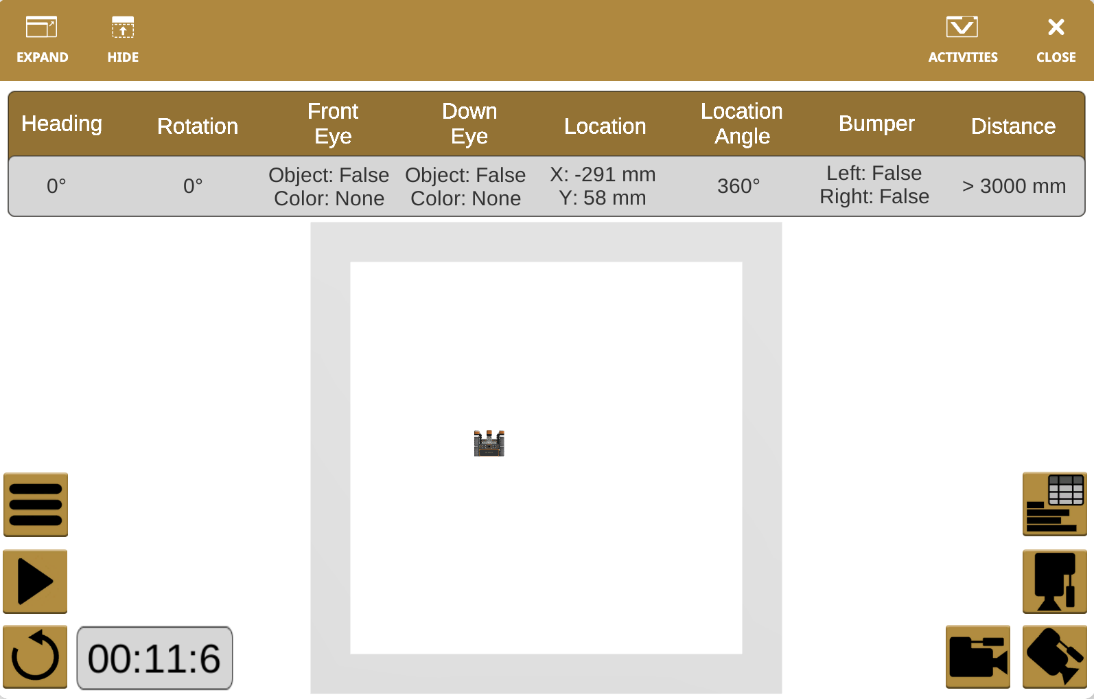 Captura de pantalla de la interfaz del patio de juegos de realidad virtual VEXcode, que muestra características para codificar y programar un robot virtual, incluidas opciones de codificación basadas en bloques y texto, diseñadas para fines educativos en el aprendizaje STEM.