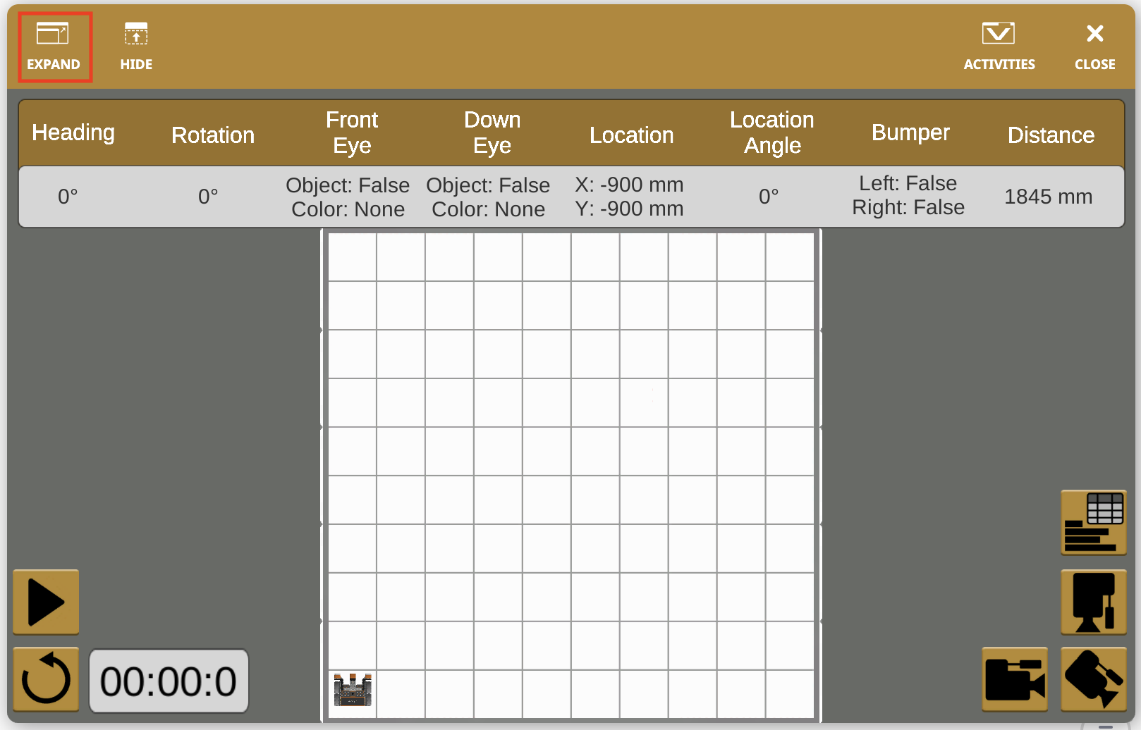 VEXcode VR Playground 기능의 스크린샷. 교육 환경에서 코딩 개념과 로봇 원리를 가르치도록 설계된 블록 기반 코딩 인터페이스와 가상 로봇 환경을 보여줍니다.