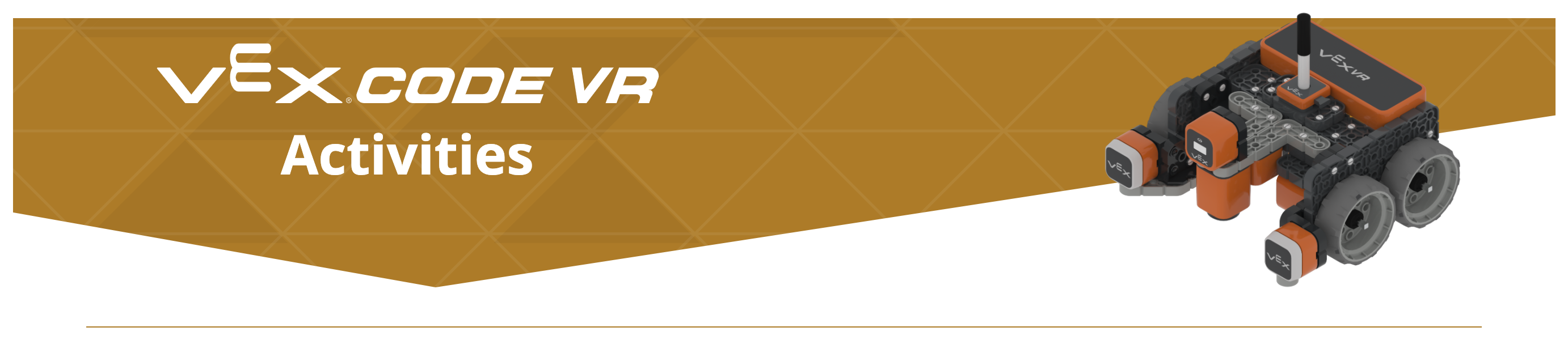 Screenshot delle funzionalità del parco giochi VR VEXcode, che mostra l'interfaccia di codifica basata su blocchi e l'ambiente robotico virtuale progettato per insegnare concetti di codifica e principi di robotica in un contesto educativo.