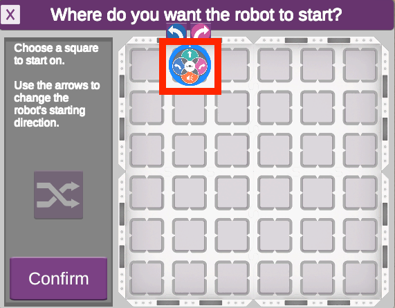 Screenshot van de VEXcode VR 123 Playspace, met een virtuele robotinterface met op blokken gebaseerde codeerelementen. Deze interface is ontworpen om codeerconcepten en roboticaprincipes te onderwijzen in een onderwijsomgeving.