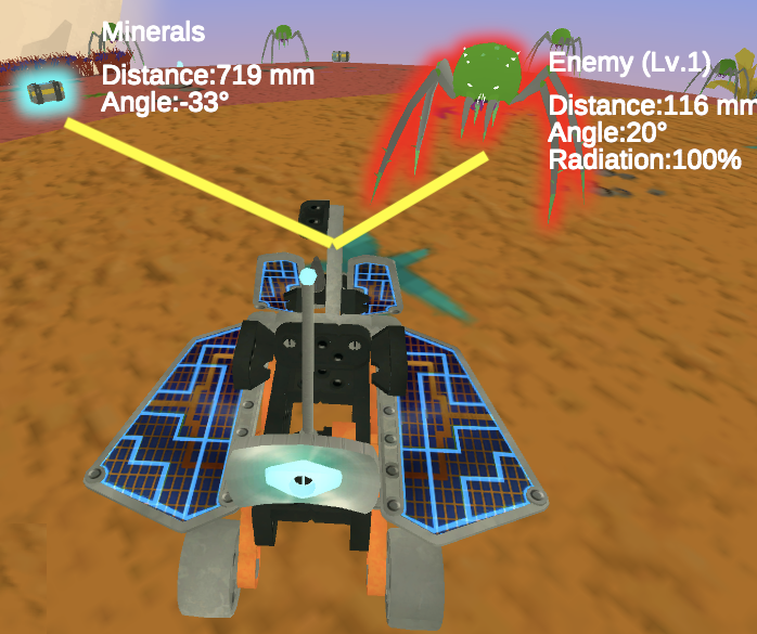 Screenshot dell'interfaccia VR VEXcode che mostra la sfida Rover Rescue, con un robot virtuale e blocchi di codifica per programmare attività relative alla navigazione e al salvataggio di un rover in un ambiente simulato.