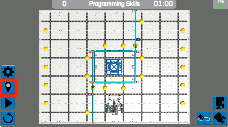VEXcode VR ইন্টারফেসের স্ক্রিনশট VIQC পিচিং ইন (2021-2022) চ্যালেঞ্জের জন্য প্রোগ্রামিং পরিবেশ প্রদর্শন করে, এতে ব্লক-ভিত্তিক কোডিং বিকল্পগুলি এবং STEM শেখার শিক্ষাগত উদ্দেশ্যে একটি ভার্চুয়াল রোবট রয়েছে৷