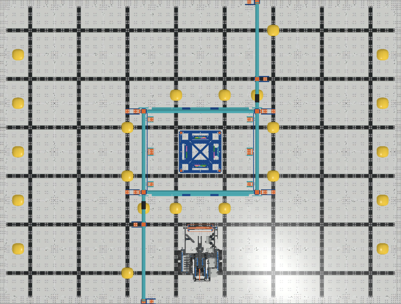 VIQC Pitching In (2021-2022) тапсырмасы үшін пайдаланылатын кодтау ортасын көрсететін VEXcode VR интерфейсінің скриншоты, виртуалды робот арқылы бағдарламалау тұжырымдамаларын үйренуге арналған блокқа негізделген және мәтінге негізделген кодтау опциялары.