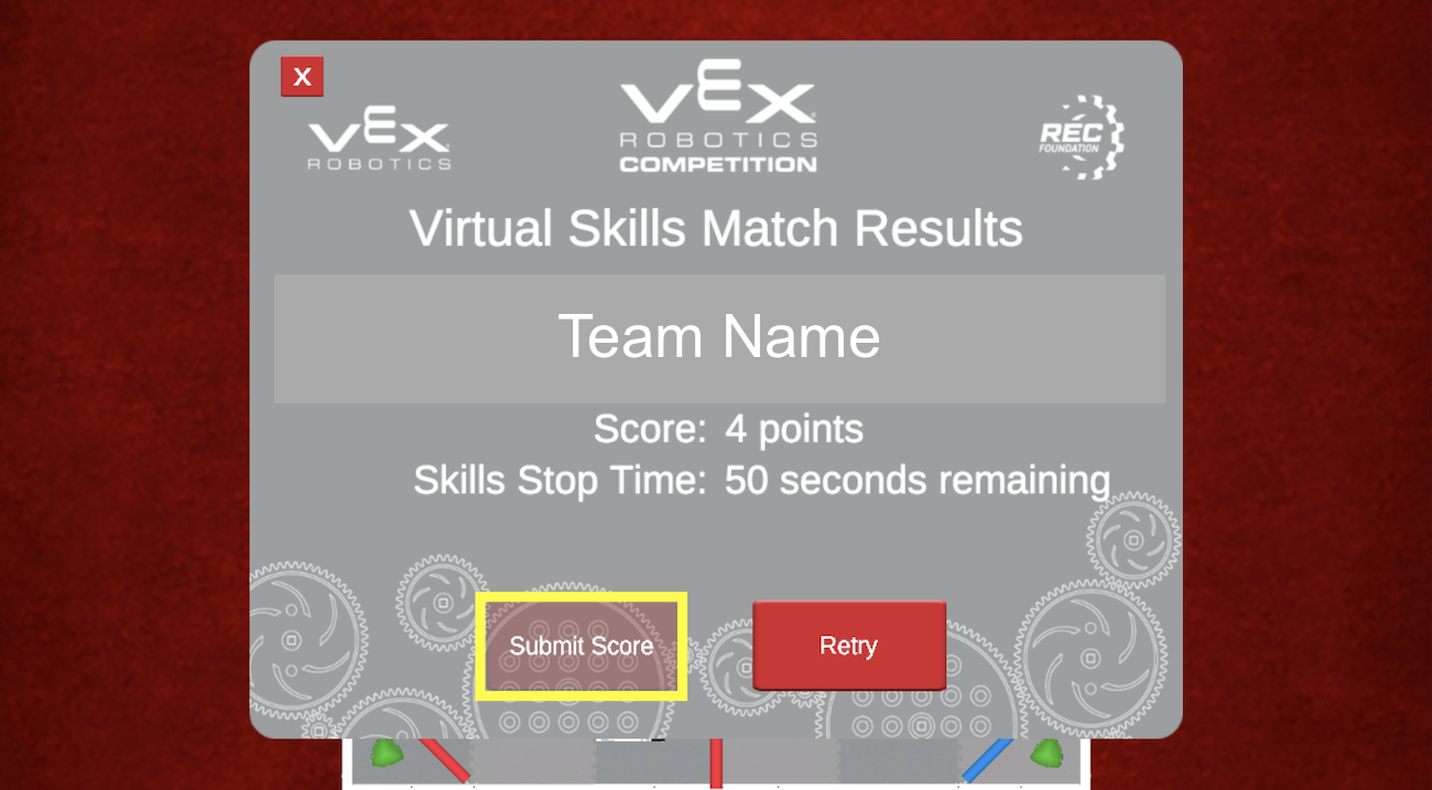 2023〜2024 シーズンの VRC Over Under ゲーム フィールド レイアウトを示す図。VEXcode VR プログラミングとロボット チャレンジの障害物とゾーンの配置を示しています。