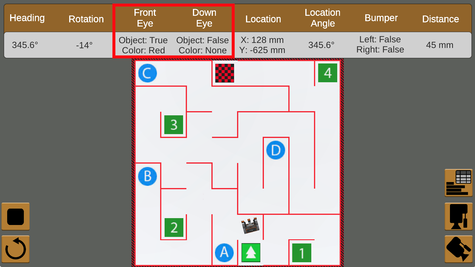 Capture d'écran de l'interface VEXcode VR présentant l'environnement de codage basé sur des blocs, conçu pour enseigner les concepts de codage via la robotique virtuelle, dans le cadre de la section Tutoriels.